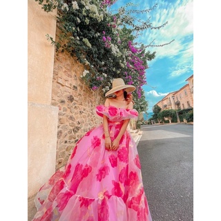 Maxi trễ vai hoa xinh