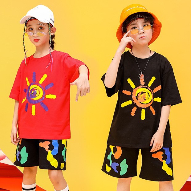 [35Kg - 75Kg] Bộ Hiphop Cho Nam Ngắn Tay Không Cổ Vải Cotton Hàng Quảng Châu Co Giãn 4 Chiều Màu Đỏ Đen | WebRaoVat - webraovat.net.vn