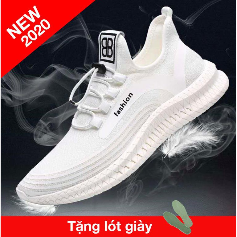 Giày thể thao nam sneaker, màu đen, trắng sang trọng tặng lót giày chống mùi hôi kiểu dáng hàn quốc trẻ trung Hot 2020