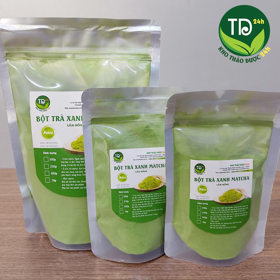 [500 gram] Bột trà xanh matcha Lâm Đồng nguyên chất 100%, làm bánh, pha đồ uống, đắp mặt, trắng da I Kho Thảo dược 24h