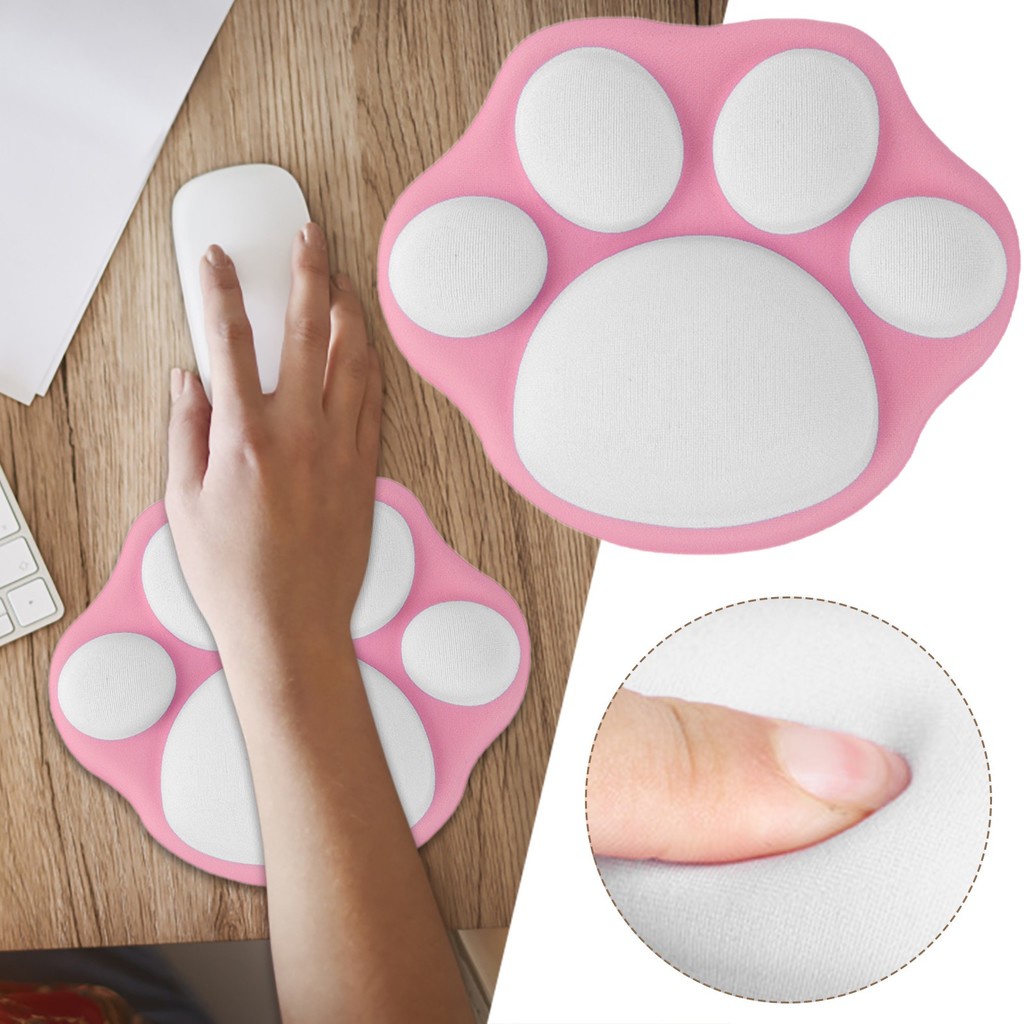 Đệm Lót Chuột Bằng Cao Su Non + Gel Silicone Hình Dấu Chân Mèo 3D Chống Trượt Hỗ Trợ Cổ Tay Cho Văn Phòng