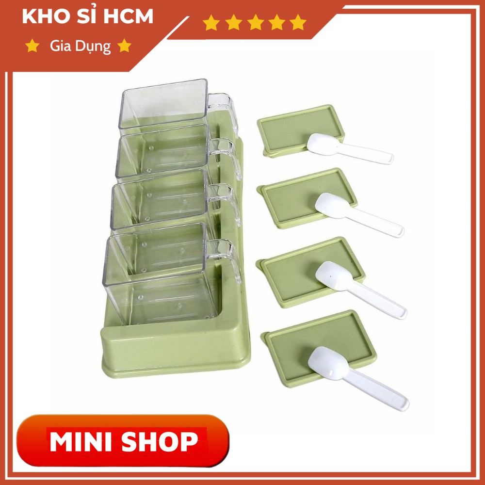 Bộ 4 Lọ Gia Vị Có Thìa Muỗng Nhựa Việt Nhật VN2939 - MINISHOP H308
