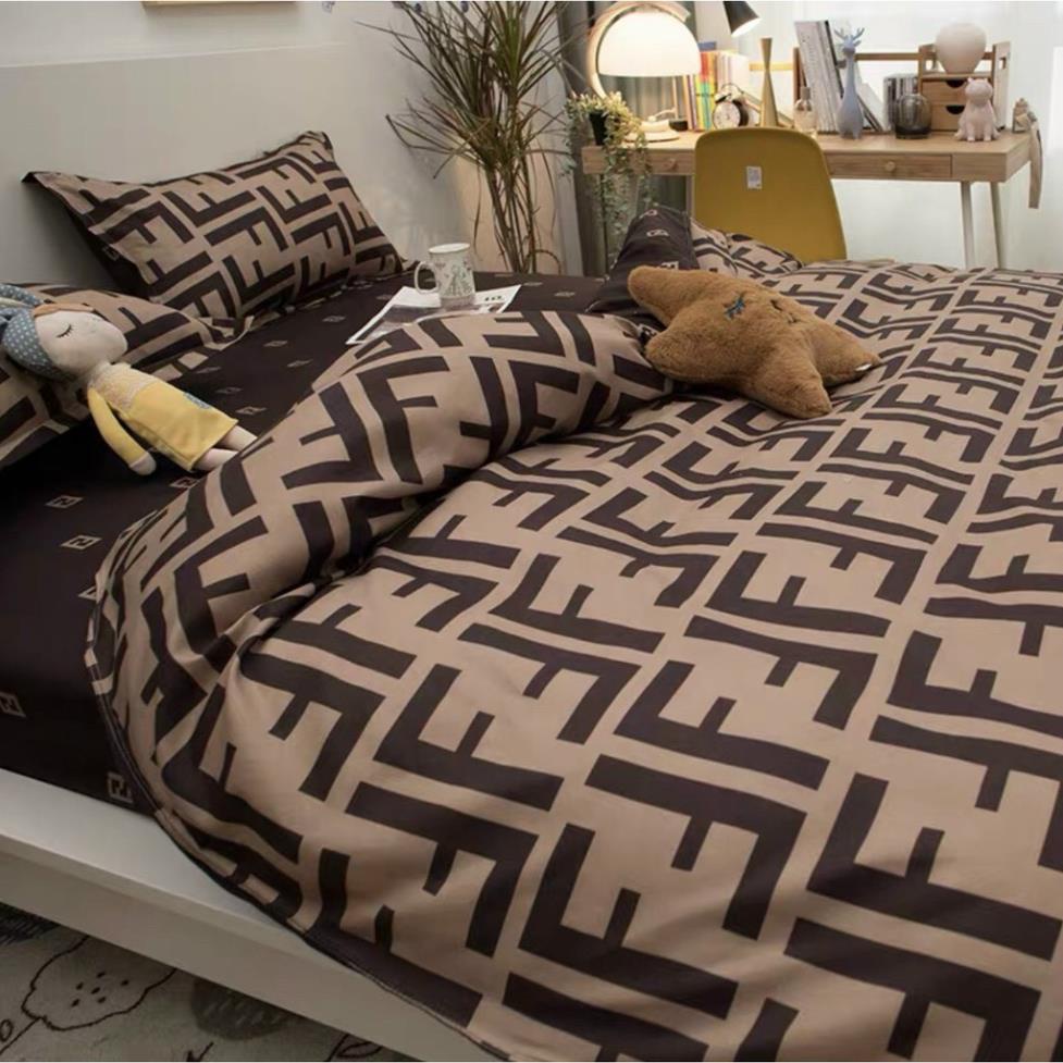 Bộ chăn ga gối thương hiệu fendi combo 4 món chất liệu contton poly đủ kích thước 1m6 1m8 2m2