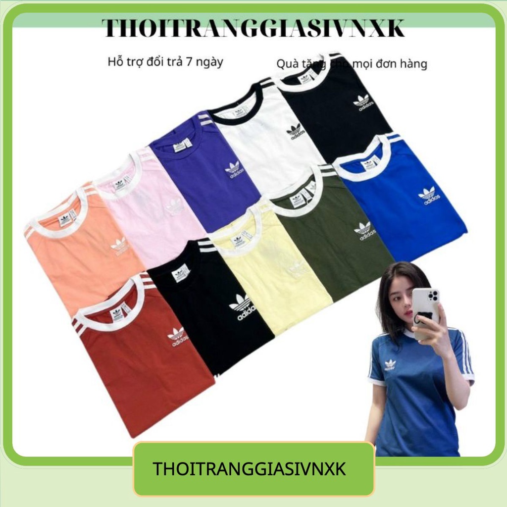 ( Hàng Xuất) Áo Dass unisex nhiều màu 3 sọc Cổ điển logo thêu ngực CLFN 3-Stripes Tee Cambodia