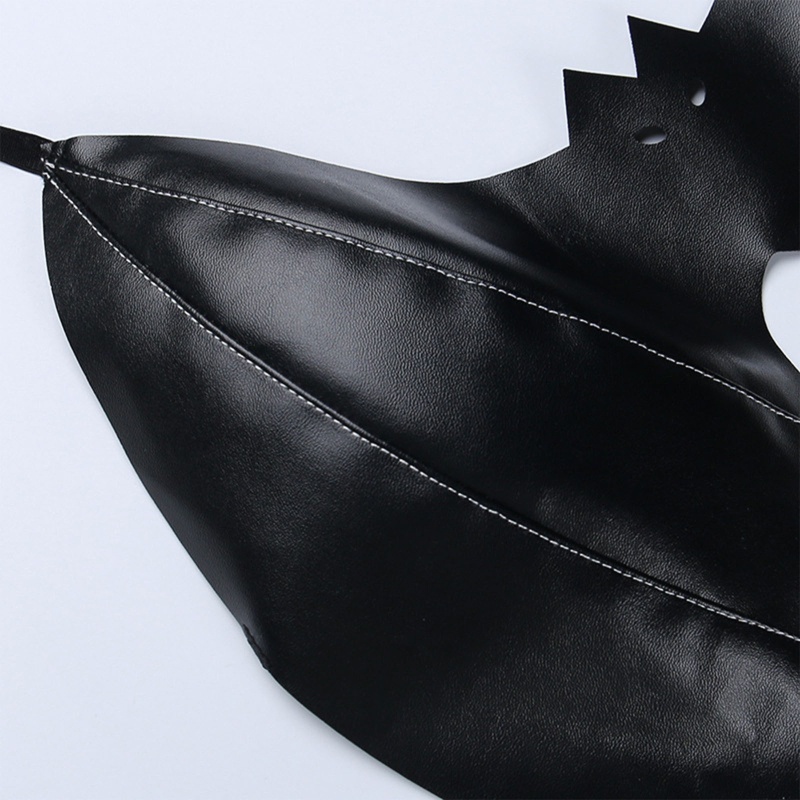 Áo Croptop Da PU Màu Đen Hình Dơi Phong Cách Đường Phố Cá Tính Cho Nữ