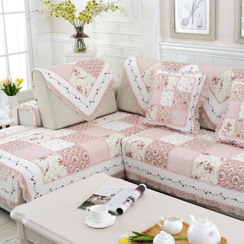 Vỏ Bọc Đệm Ghế Sofa Vải Cotton Chần Bông Phong Cách Hàn Quốc