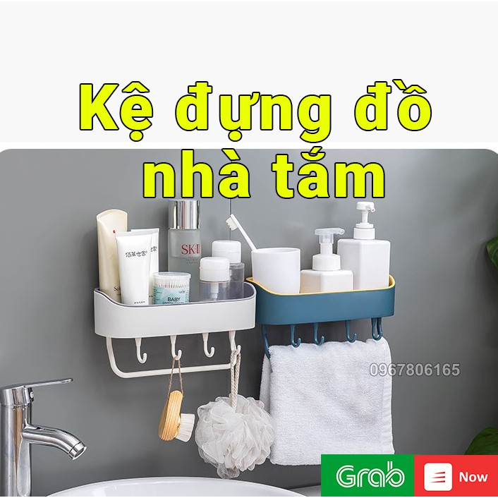 Kệ để đồ đa chức năng - Giá treo đồ có móc treo hình chữ nhật dành cho nhà tắm, nhà bếp, nhà vệ sinh