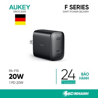Cốc Sạc Nhanh Siêu Nhỏ Aukey PA-F1S Cổng Type C Power Delivery 20W - Hàng Chính Hãng - Bảo Hành 18 Tháng