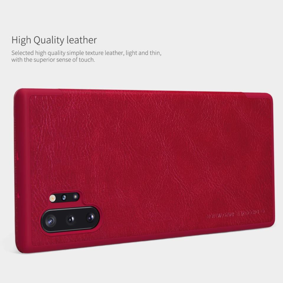 Bao da dành cho Samsung Galaxy Note 10 Plus hiệu Nillkin Qin (Chất liệu da cao cấp, có ngăn đựng thẻ) - Hàng chính hãng