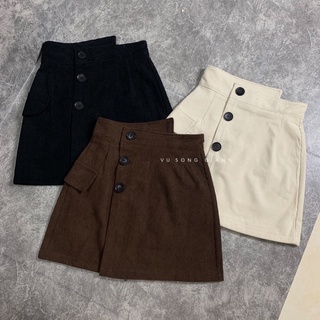 Chân váy nhung tăm, cạp cao