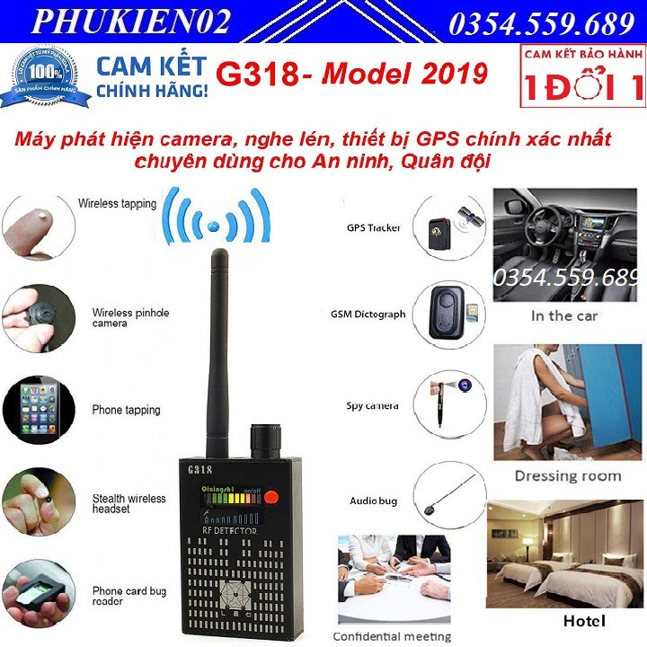 Máy phát hiện nghe lén dò tìm định vị GPS chuyên nghiệp G318