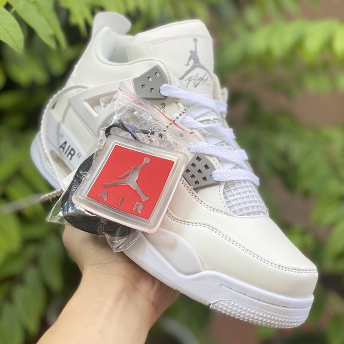 Giày air Jordan 4 trắng Full, Giày thể thao JD4 nam nữ siêu hot Fullboxbill+ tặng dây