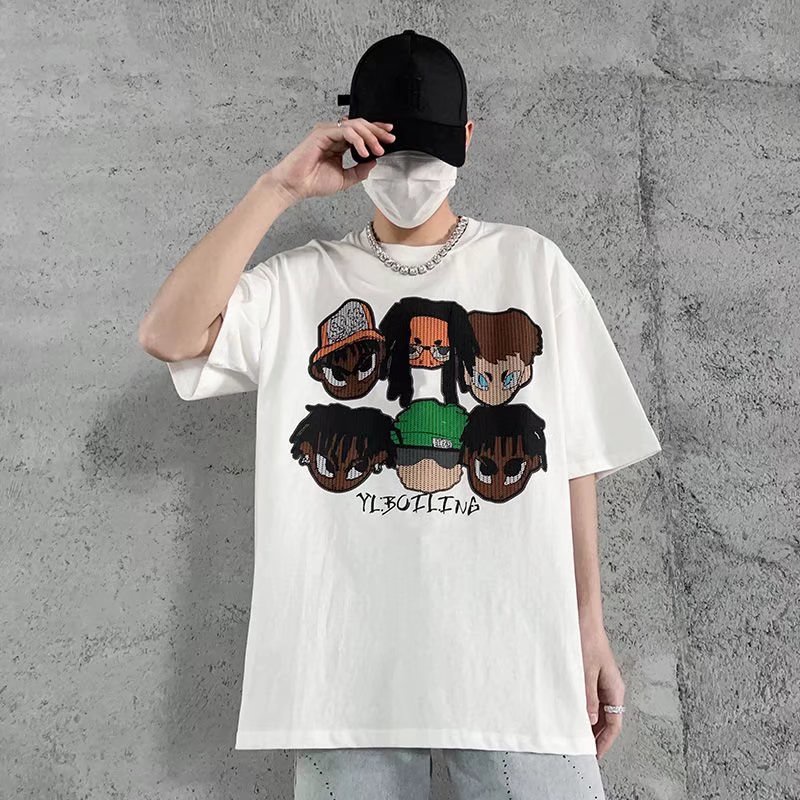Áo Thun Cotton Tay Ngắn In Họa Tiết Phong Cách Hip hop Thời Trang Mùa Hè Cho Cặp Đôi