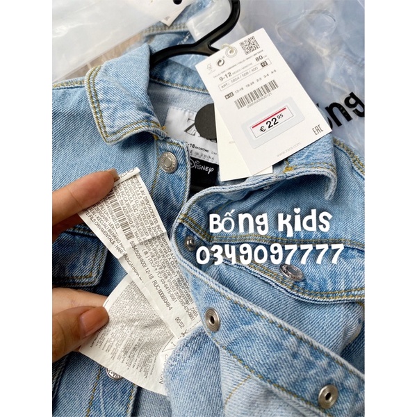 Áo Khoác Denim Bé Gái Thêu Minnie Nơ Hồng ZR