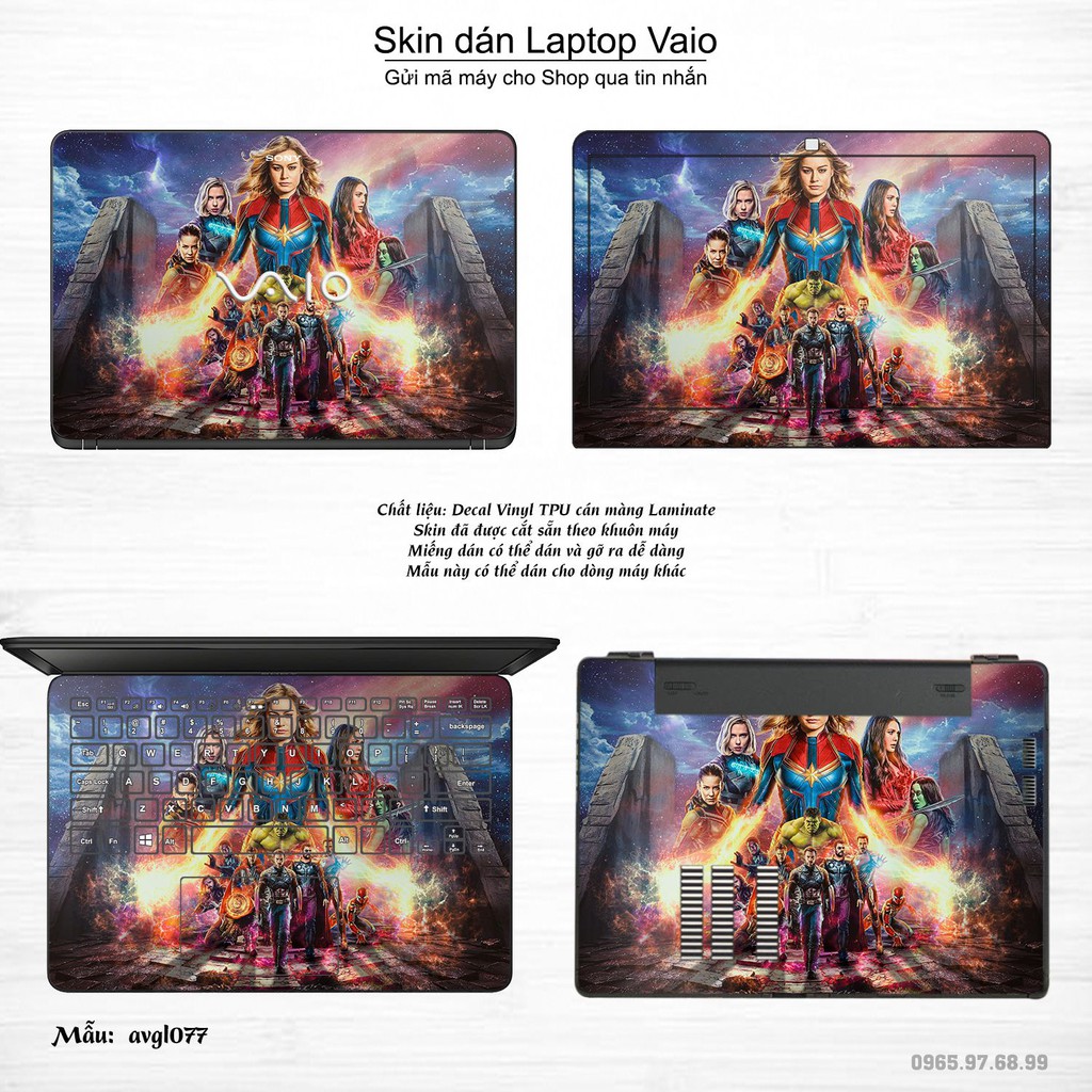 Skin dán Laptop Sony Vaio in hình Avenger (inbox mã máy cho Shop)