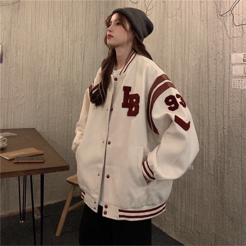 Áo bomber sọc thể thao nỉ bông dày bịch to rộng unisex (annstore)