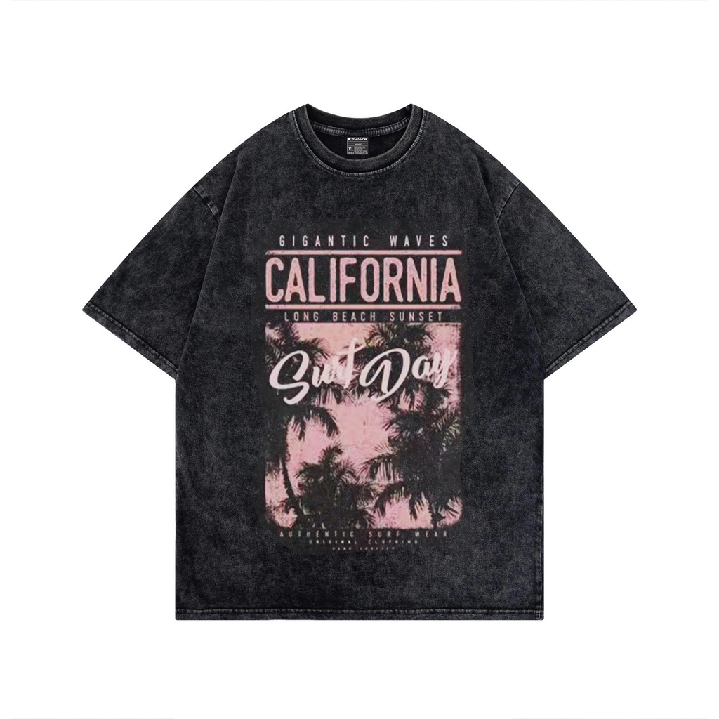 Áo phông nữ form rộng ATHANOR chất cotton wash xám mẫu vintage california