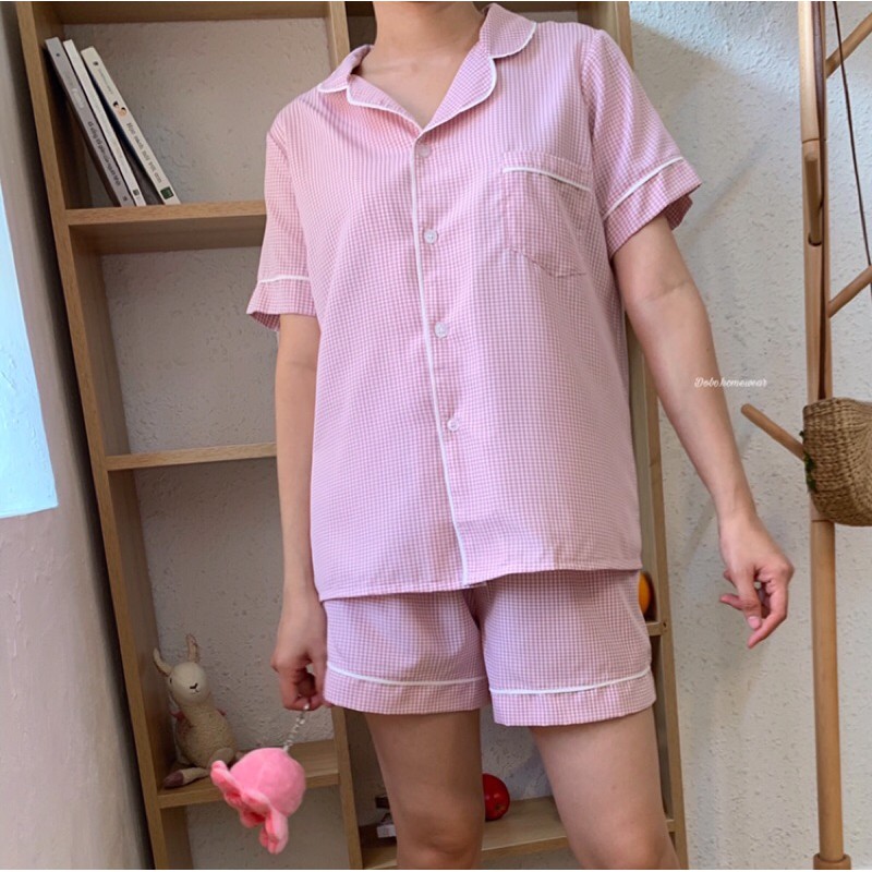 ĐỒ BỘ MẶC NHÀ PYJAMA KATE SILK NGẮN - CARO HỒNG