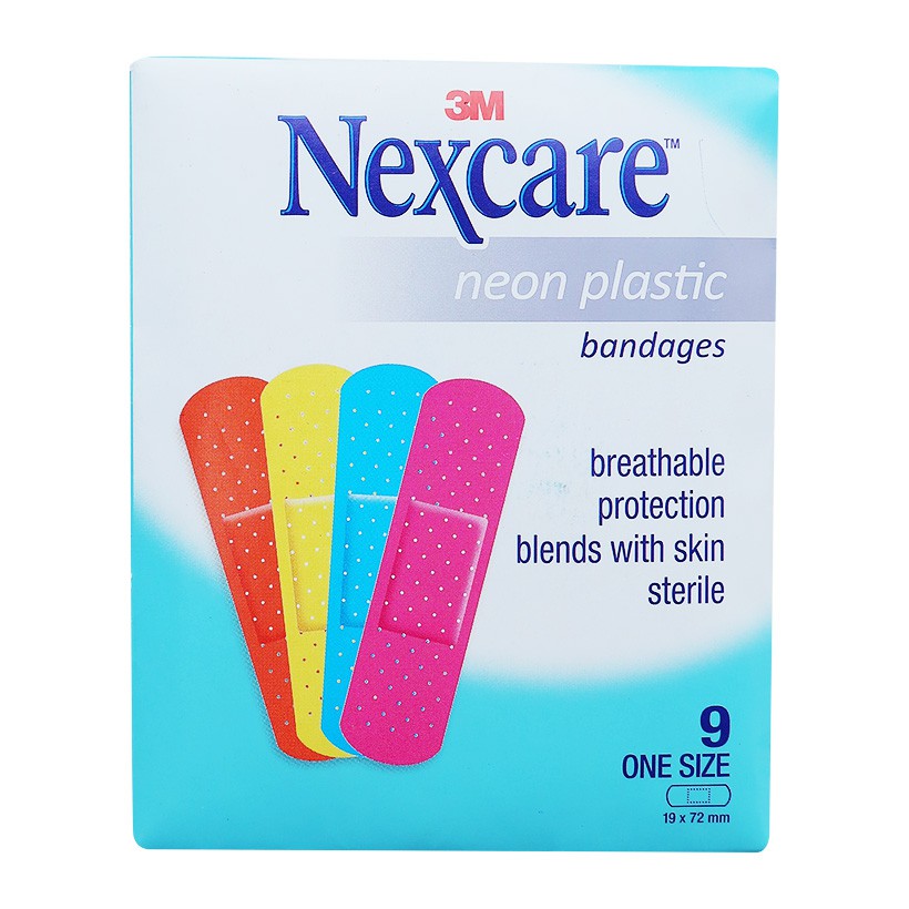 Túi 9 miếng băng keo cá nhân màu neon Nexcare 3M BKCN-NE