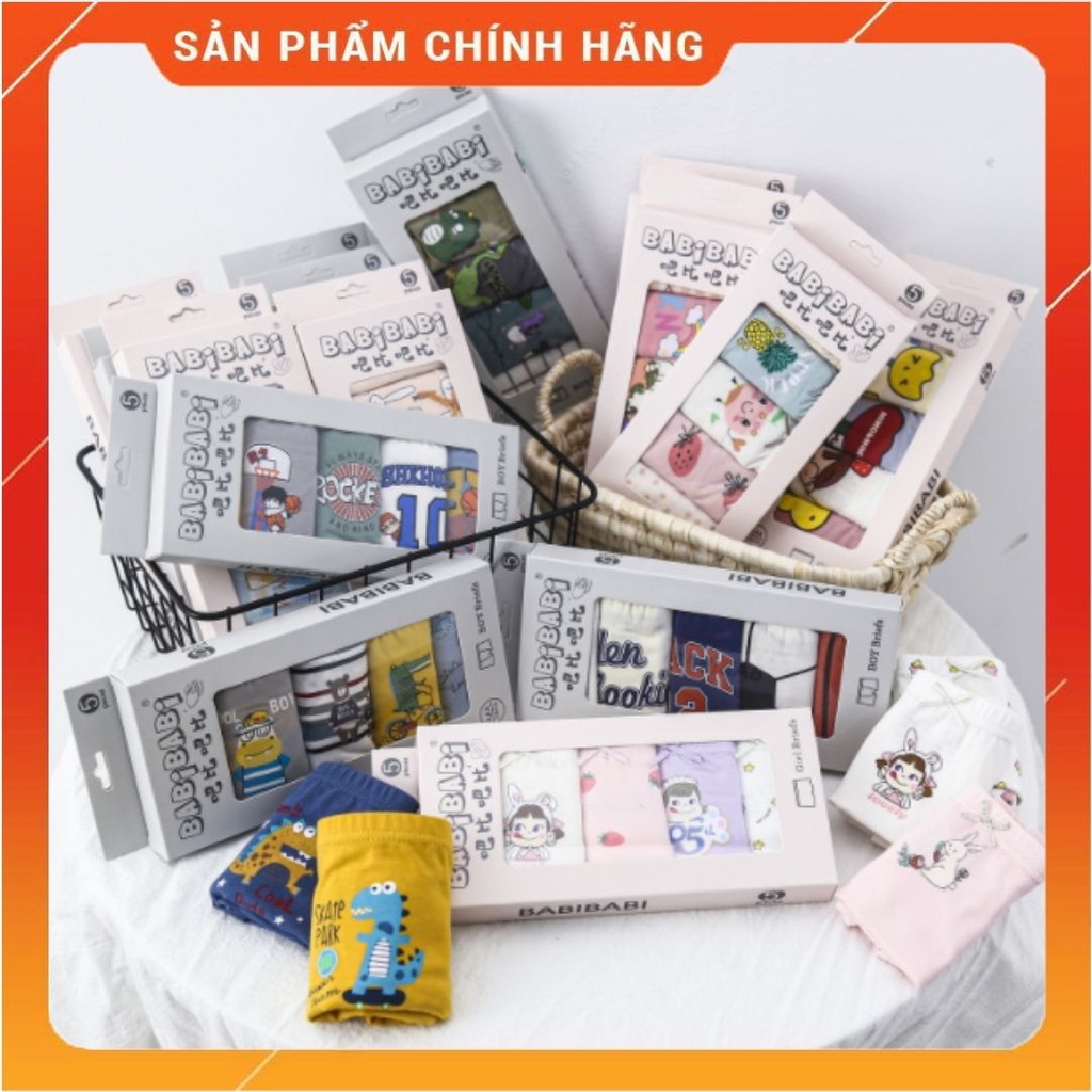 Set 5 Quần Chíp Đùi BABIBABI Chính Hãng 100% Cottong Cao Cấp Cho Bé Trai Và Bé Gái Quần Lót Cho Bé Họa Tiết Đáng Yêu