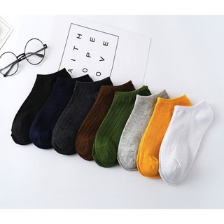 Tất Vớ Trơn Cổ Ngắn Ulzzang Unisex Gân Nhỏ Mùa Hè KT022