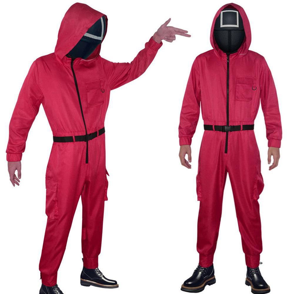 Áo liền quần cổ tròn có túi + găng tay và thắt lưng hóa trang nhân vật phim Squid Game dịp Halloween phong cách Hàn Quốc | BigBuy360 - bigbuy360.vn