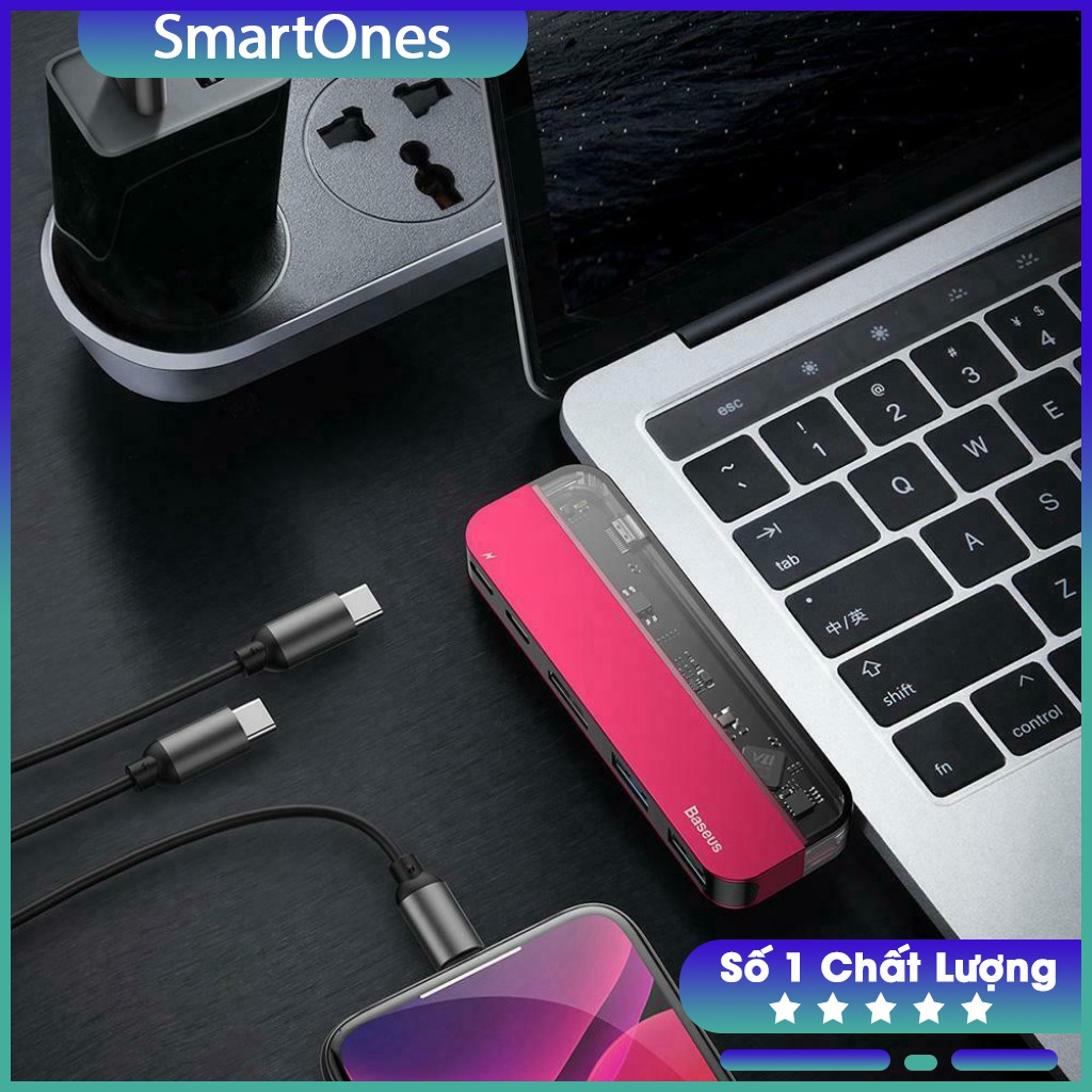 Bộ USB C Hub Baseus 5 in 1 mở rộng cổng kết nối USB 3.0, HDMI, Thunderbolt 3,cho Macbook, Laptop ,Máy tính bảng..