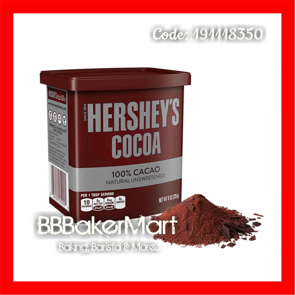 Bột Cacao nguyên chất hiệu HERSHEY'S - Hộp 226gr (BAO BÌ CÓ THỂ THAY ĐỔI TÙY ĐỢT)