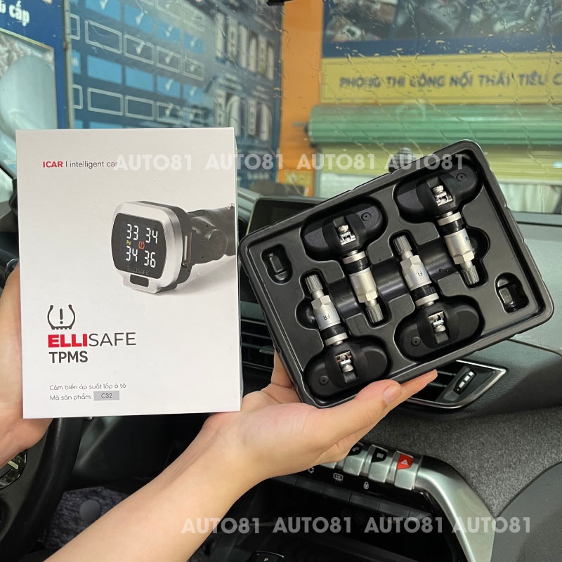 Cảm biến áp suất lốp ô tô Icar Ellisafe C32, cắm tẩu sạc xe hơi