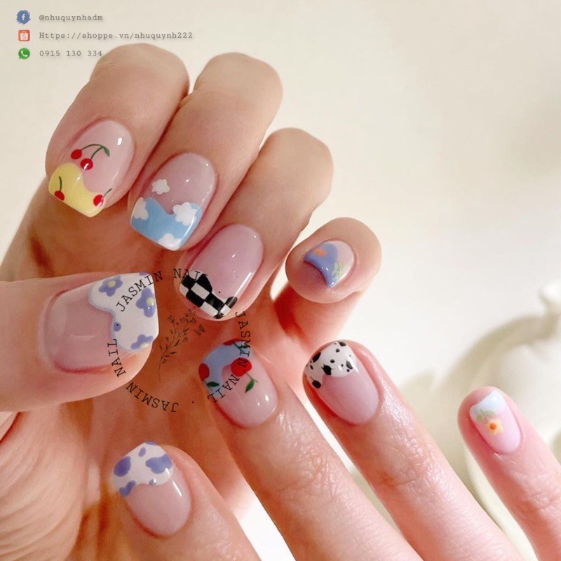 [Mã NHUQAD giảm 10% đơn 100k][NAIL BOX] Nailbox móng úp thiết kế sẵn mẫu vẽ hàn quốc kèm keo dũa