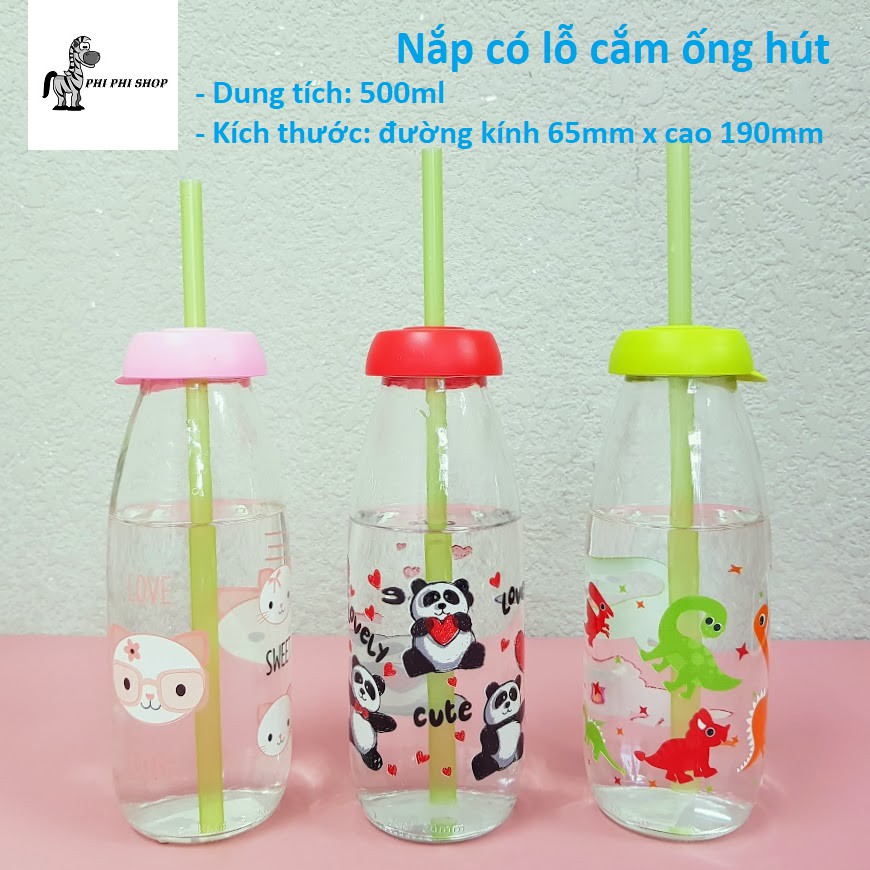 Chai thủy tinh Herevin 500ml Bình thủy tinh đựng nước đựng sữa , nước trái cây