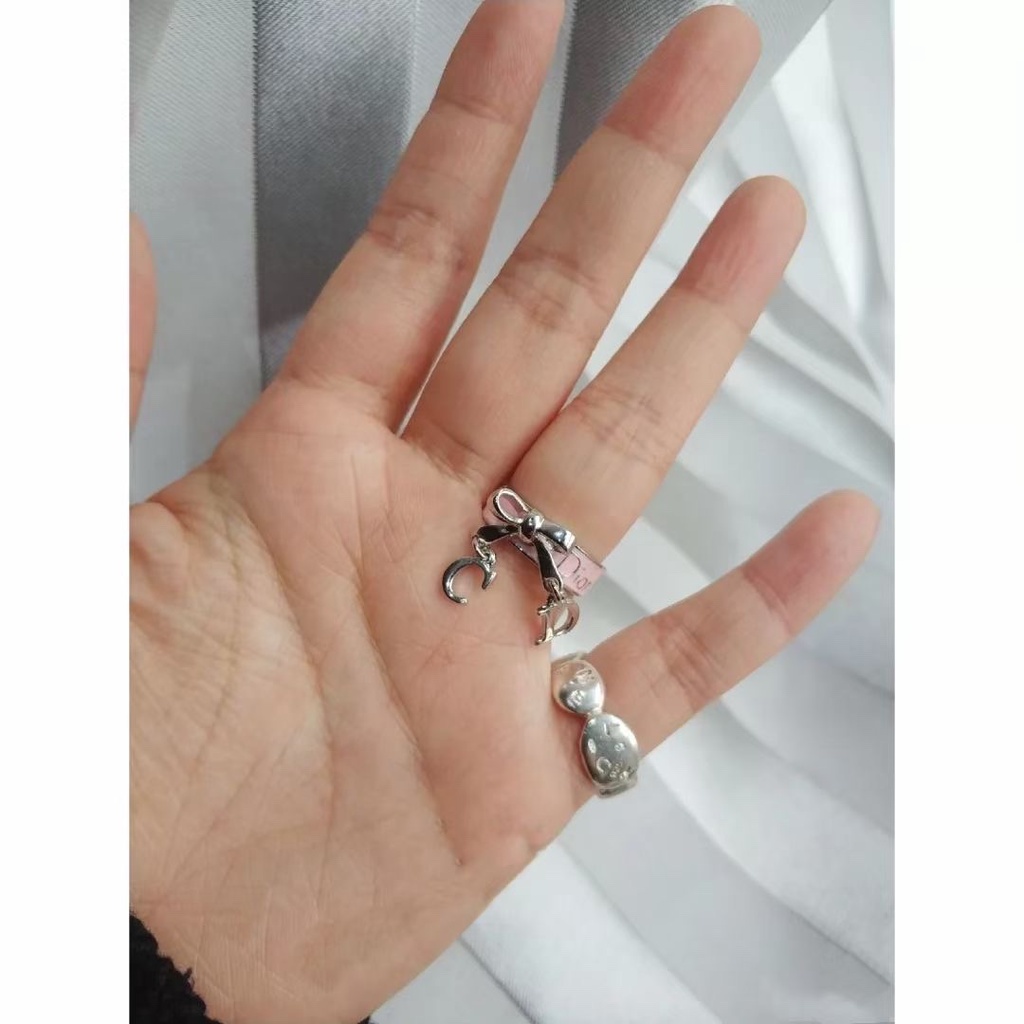 Nhẫn Đeo Tay Dior Xi Mạ Vàng / Bạc 925 Có Chữ Phong Cách Hàn Quốc Cho Nữ