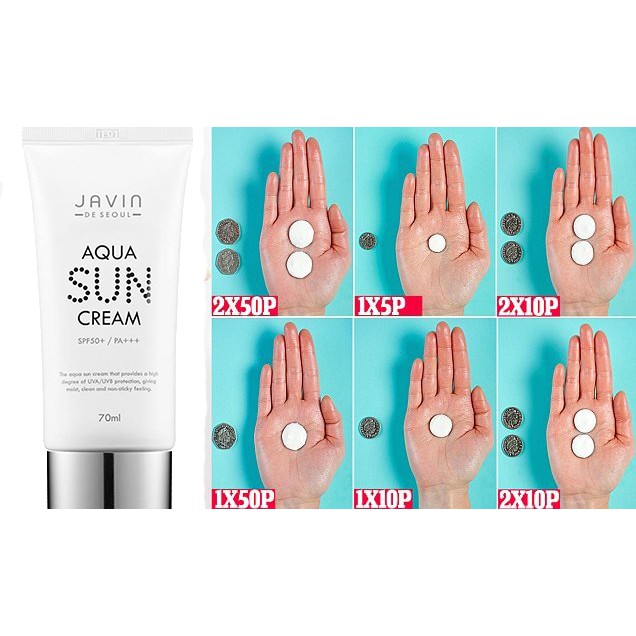 Kem Chống Nắng nâng tông trắng mịn (tặng mặt nạ Hàn Quốc) _JAVIN De Seoul Aqua Sun CREAM SPF 50+/PA+++ 70ml