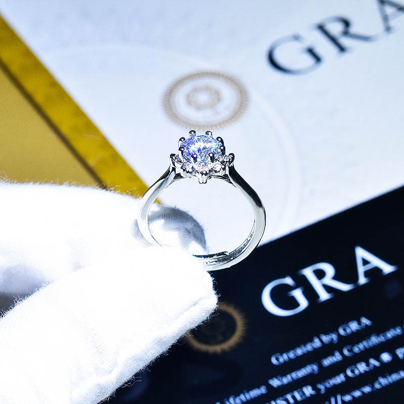 Nhẫn Hở Hai Đầu Hình Hoa Tuyết Màu Sắc Nhập Khẩu Mỹ 1 Karat Cho Nữ-JHS3-A