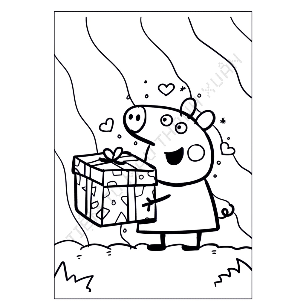 Set 10 Tờ Tranh Tô Màu Hình Heo Cute Cho Bé Tô Màu Sáp, Màu Chì - Tiệm Tô Màu Thanh Xuân