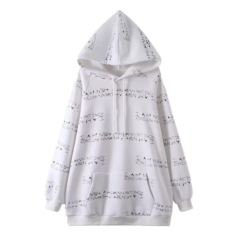 ÁO KHOÁC HOODIE UNISEX NAM NỮ MÀU ĐEN IN CHỮ HÀN QUỐC VẢI DÀY ĐẸP