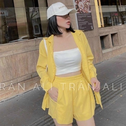 Sét bộ nữ 3 món siêu hot dễ thương áo trong bozip kèm áo khoác tay dài và quần ngắn đáng yêu thời trang Bella Luu Shop