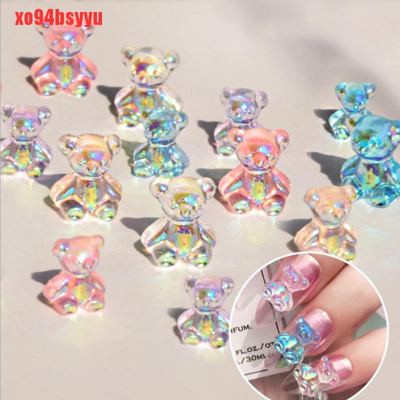 Set 6 Hình Dán Trang Trí Móng Tay Gấu 3D Thời Trang 3 Kích Thước xo94bsyyu