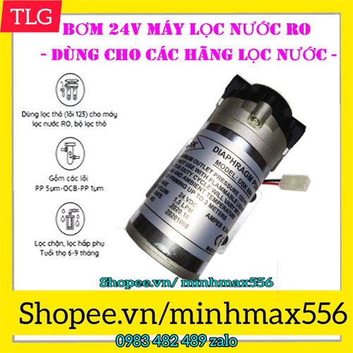 Bơm tăng áp 24v Grand Forest GFP50 hoặc Model SZ-368, Hút đẩy siêu khỏe dành cho máy lọc nước RO