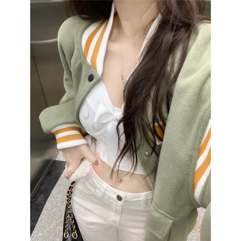 Áo Khoác Bóng Chày Dáng Rộng Phong Cách Harajuku retro Cho Nữ