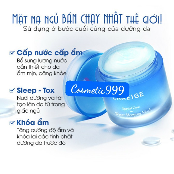 Mặt nạ ngủ Laneige Water Sleeping Mask chính hãng cấp ẩm dưỡng da chống nếp nhăn Cosmetic999