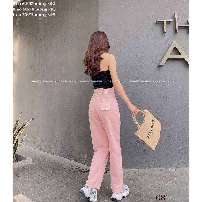 Quần jean nữ ống rộng màu Hồng nhạt chất KAKI thời trang H.N.M STORE