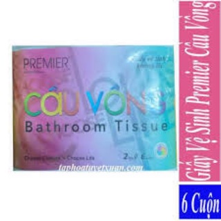 Giấy cuộn không lõi premier cầu vồng 6cuộn