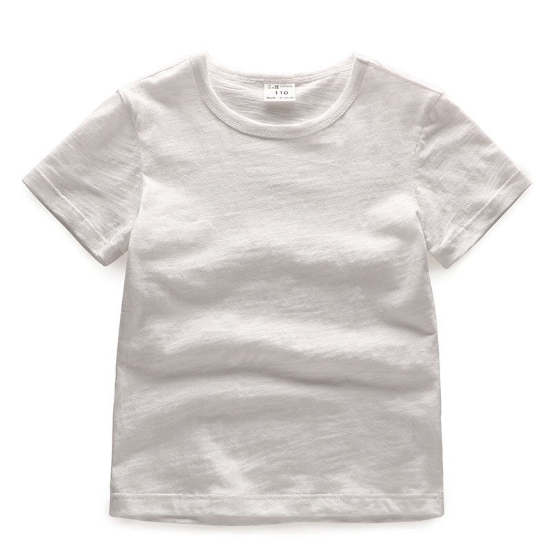 Áo thun trơn bé trai bé gái_Áo phông trẻ em, áo cộc tay cotton xước unisex từ 1-9 tuổi (10-38kg)