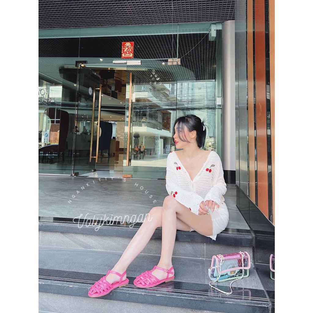 Áo len cardigan cherry