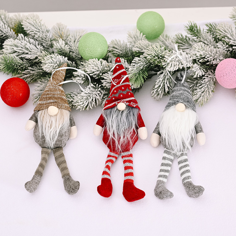 Santa Claus Hanging Leg Pendant/ Santa Claus Knitted Hat Pendant Plush Decorative/ Xmas Tree Party Ornament Kids Gifts