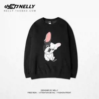 Áo nỉ lót nhung mặt cún màu đen Nelly