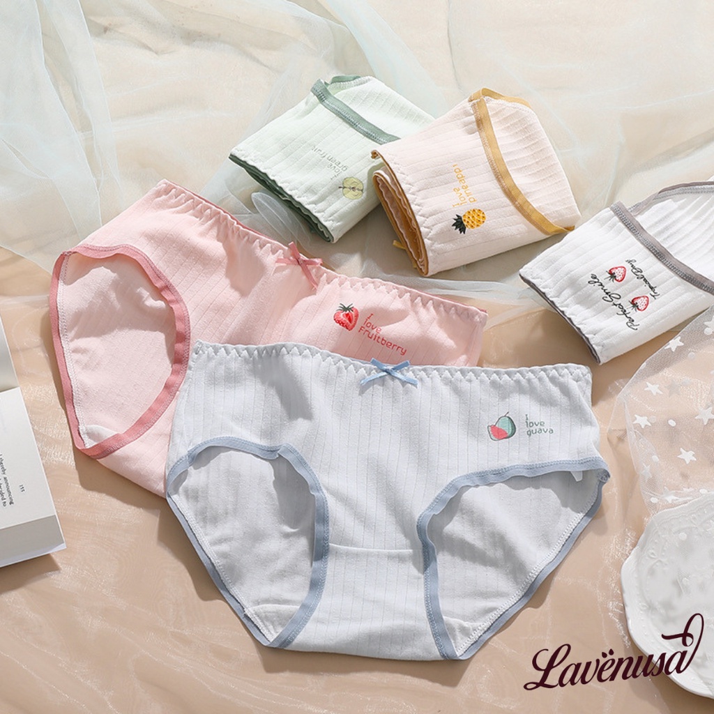 Quần lót nữ cotton hình hoa quả dễ thương kháng khuẩn thoáng khí LAVENUSA QL85