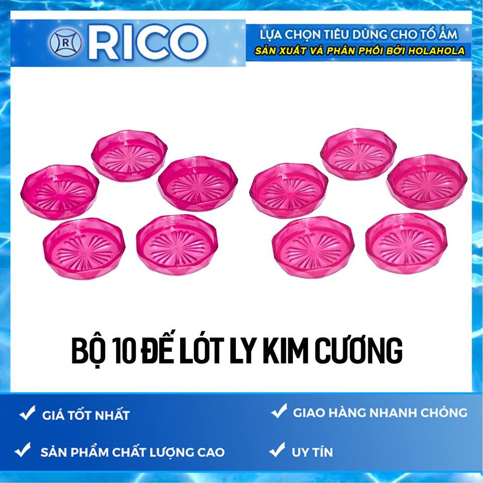 Bộ 10 miếng đế lót ly kim cương Rico (tím)