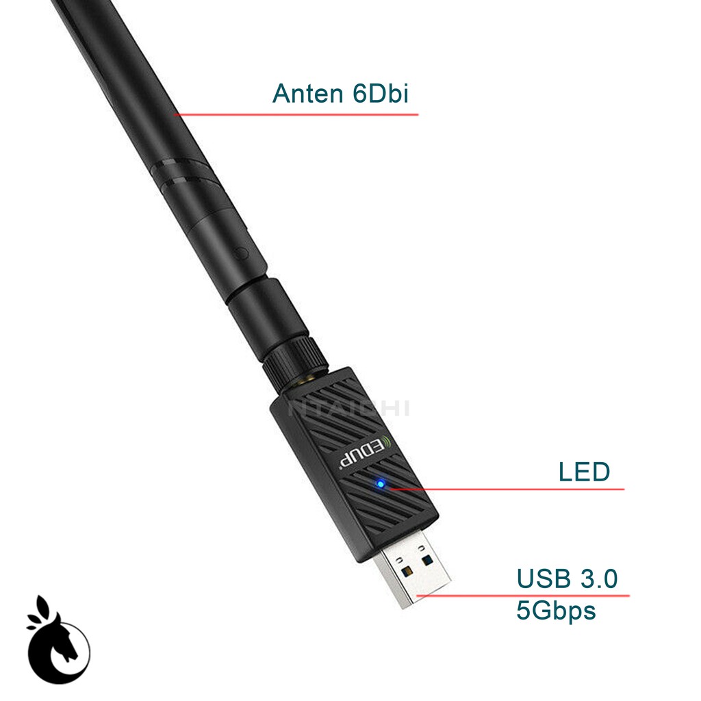Card Mạng USB 3.0 1200Mbps EDUP EP-AC1690 ,Chipset Realtek , Thu WIFI + Bluetooth (2-in-1) | Chuẩn 802.11ac